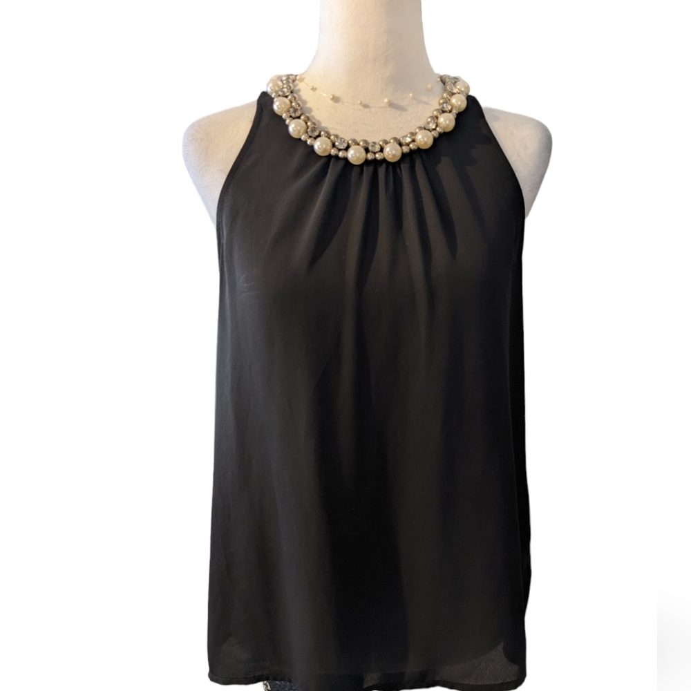 First Pearl-son Sheet Black Top blouse size s color Black